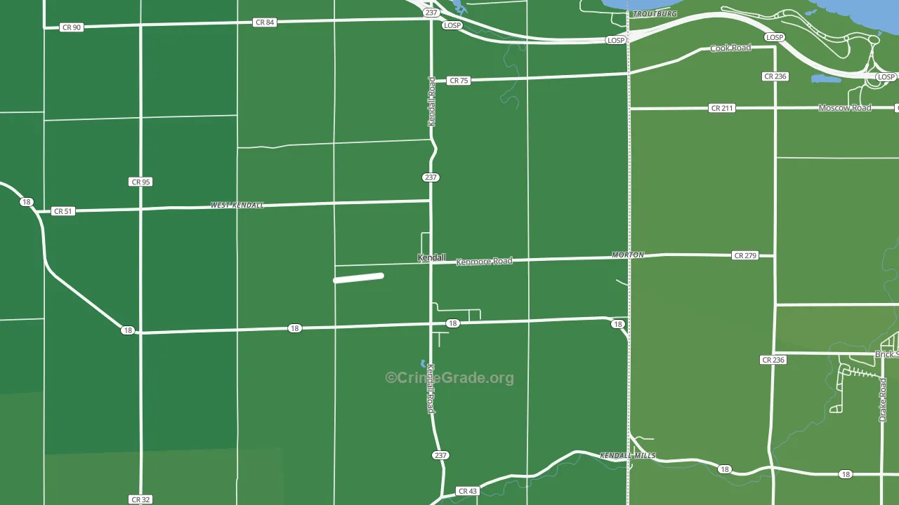 Kendall, NY Map of Vehicle Theft Rates