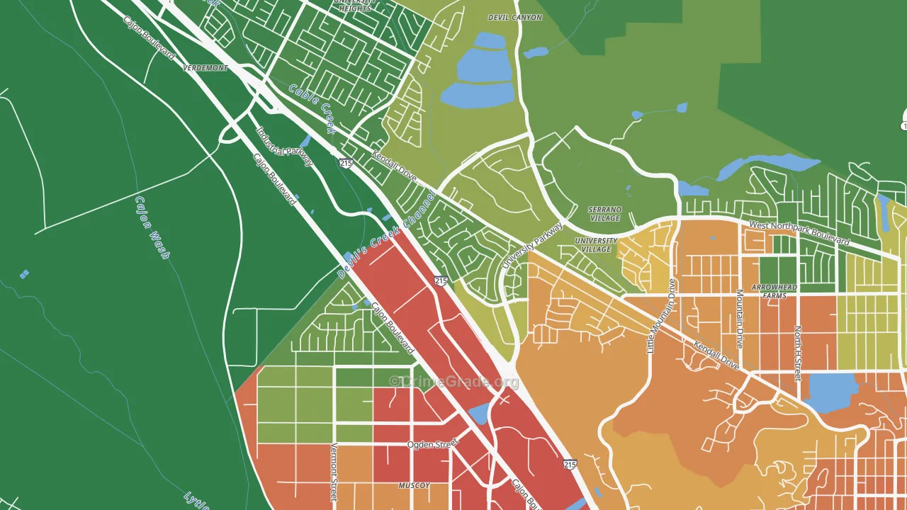 Kendall, San Bernardino, CA Map of Vehicle Theft Rates