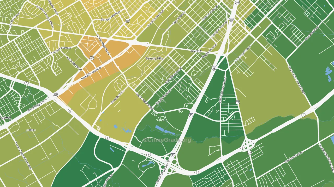 Kendrick, Waco, TX Map of Vehicle Theft Rates