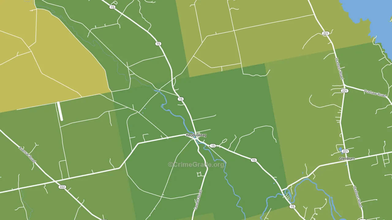 Kenduskeag, ME Map of Vehicle Theft Rates