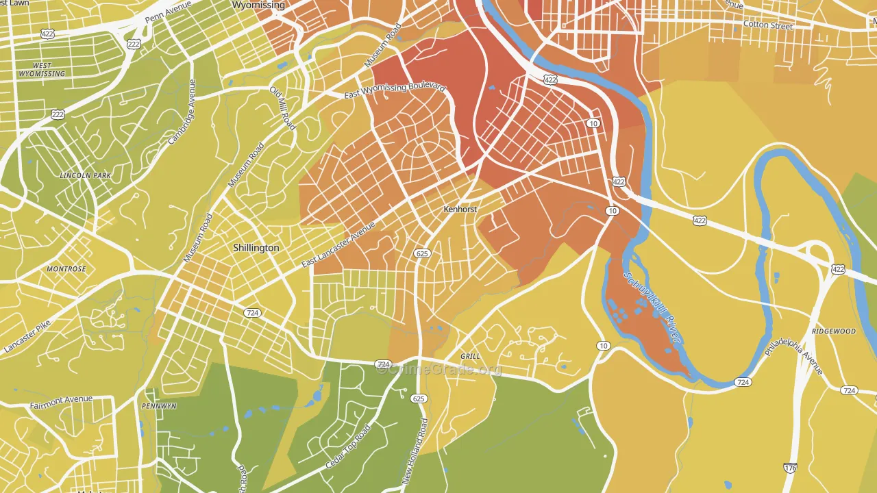 Kenhorst, PA Map of Vehicle Theft Rates