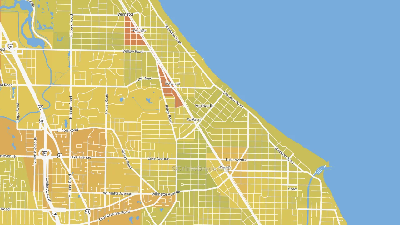 Kenilworth, IL Map of Vehicle Theft Rates