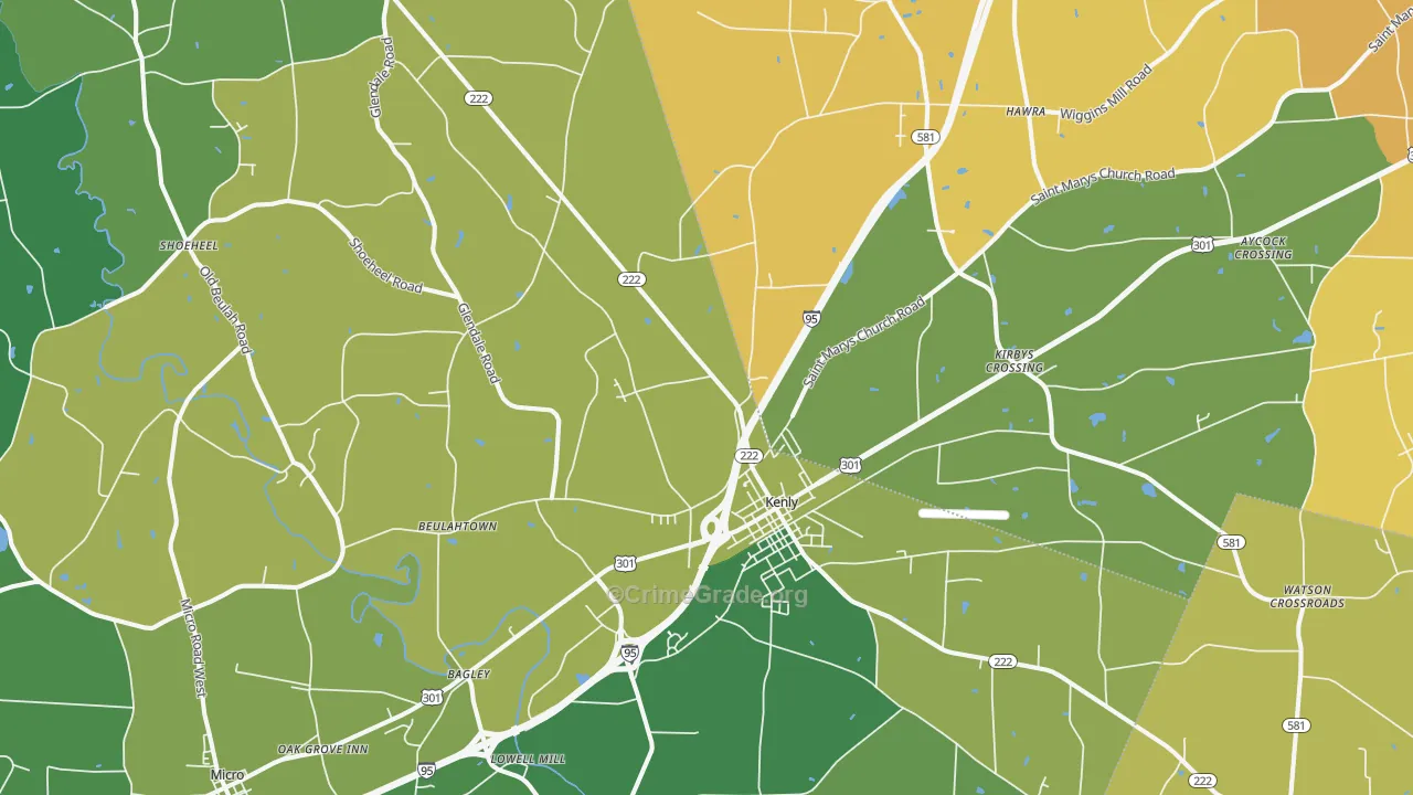 Kenly, NC Map of Vehicle Theft Rates