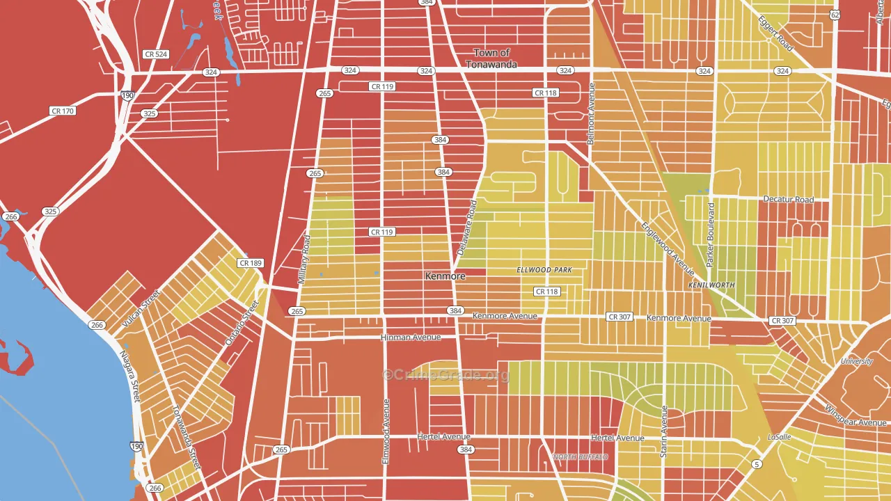 Kenmore, NY Map of Vehicle Theft Rates