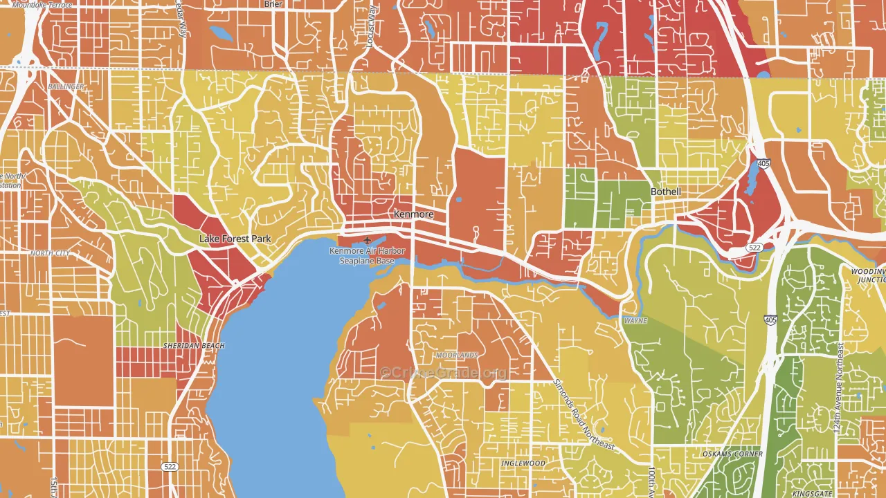Kenmore, WA Map of Vehicle Theft Rates