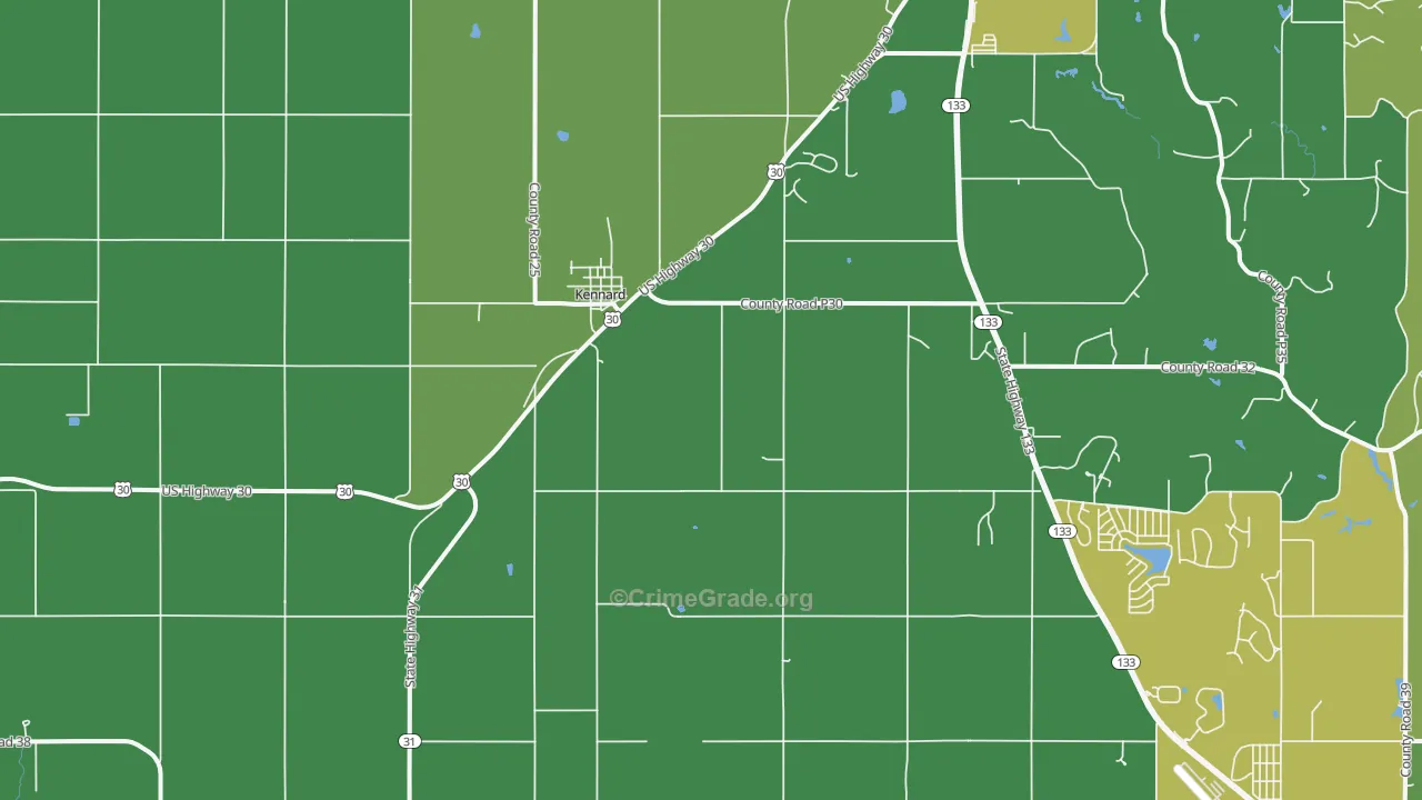 Kennard, NE Map of Vehicle Theft Rates