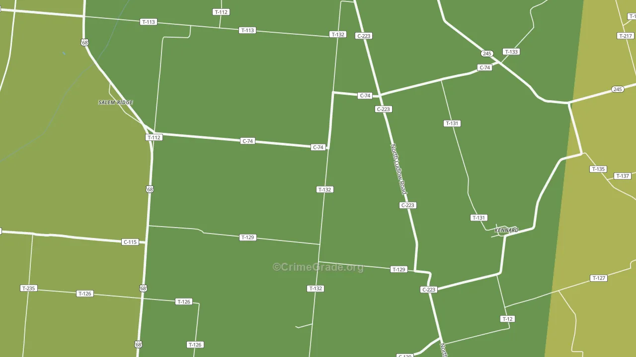 Kennard, OH Map of Vehicle Theft Rates