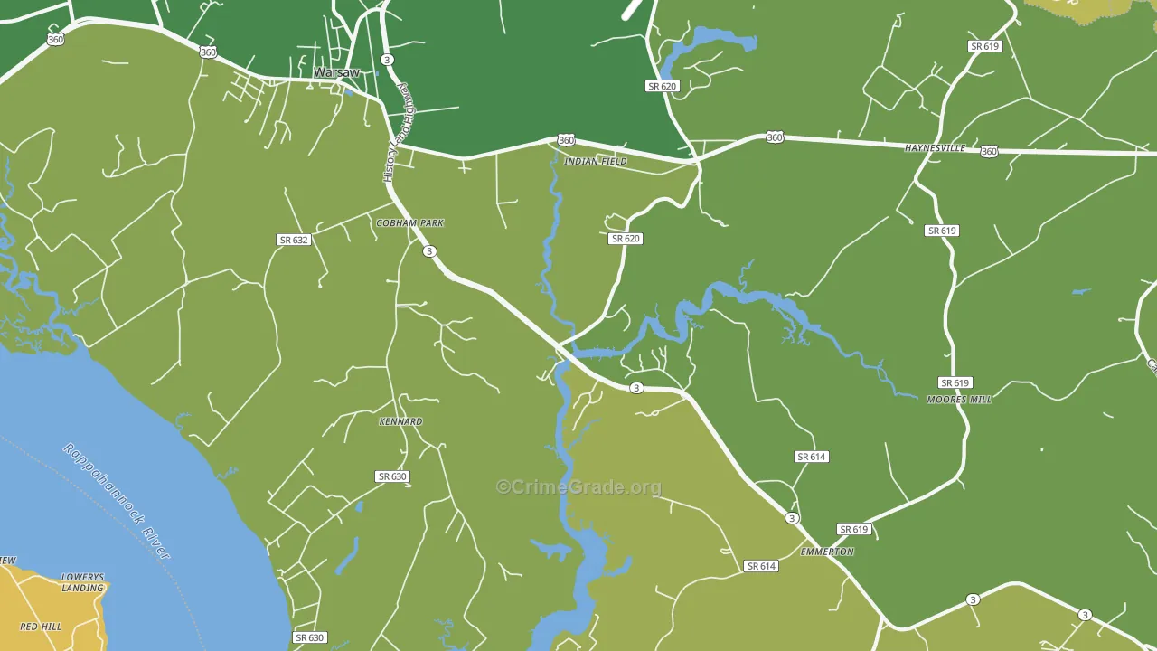 Kennard, VA Map of Vehicle Theft Rates