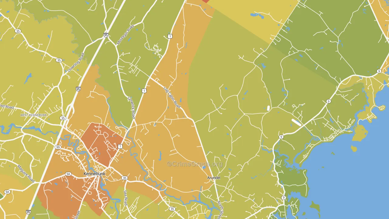 Kennebunkport, ME Map of Vehicle Theft Rates