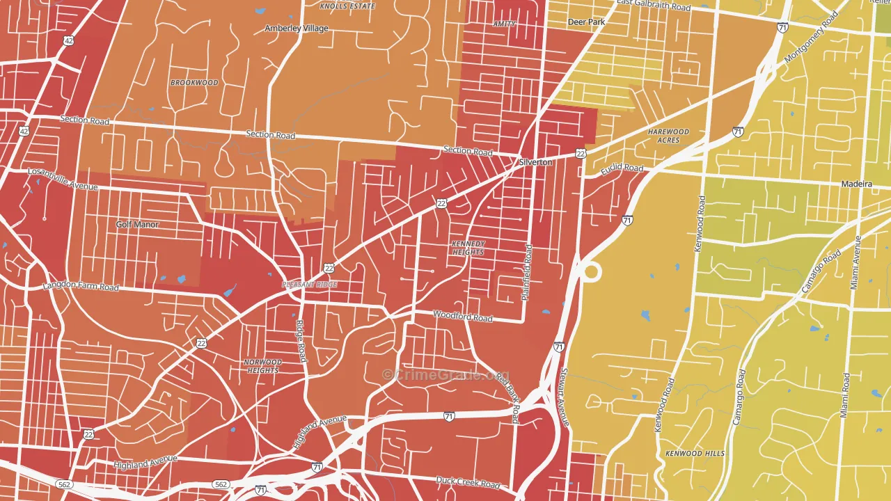 Kennedy Heights, Cincinnati, OH Map of Vehicle Theft Rates