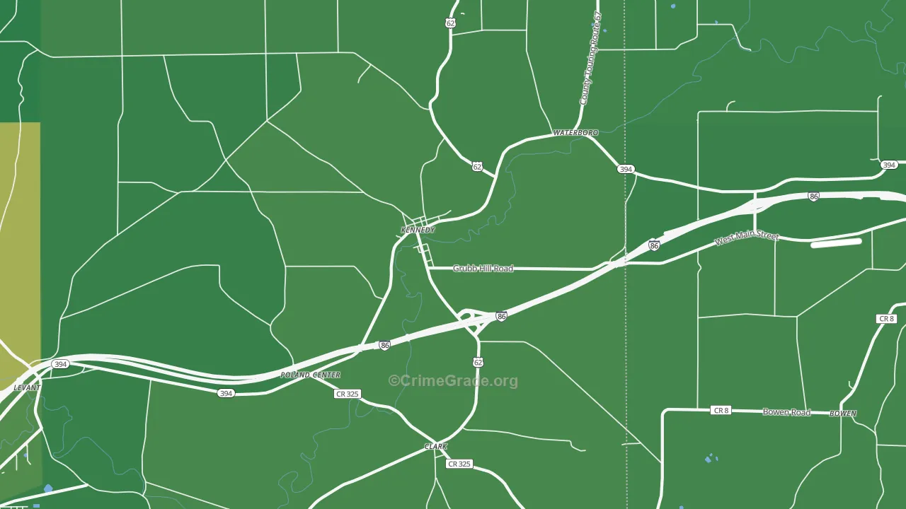 Kennedy, NY Map of Vehicle Theft Rates