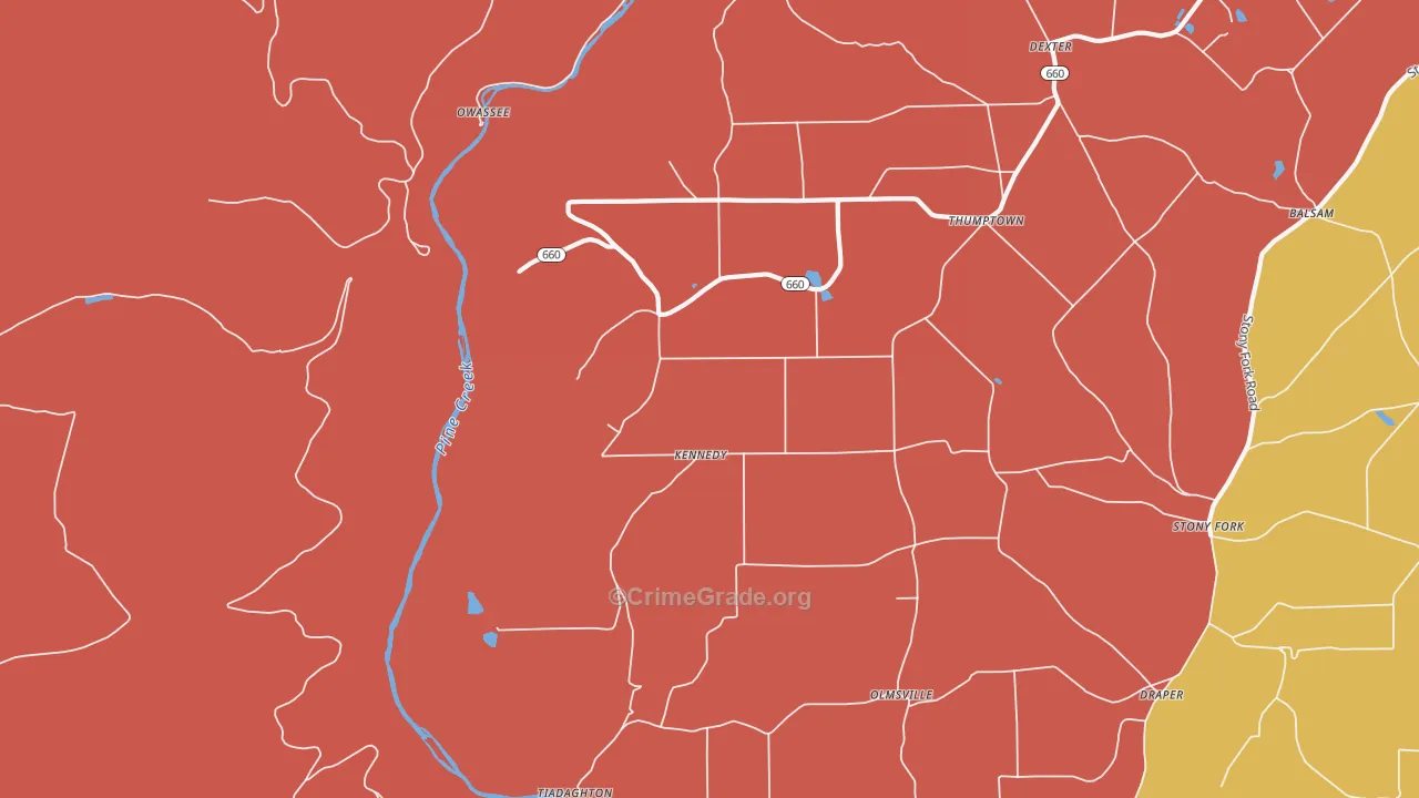 Kennedy, PA Map of Vehicle Theft Rates