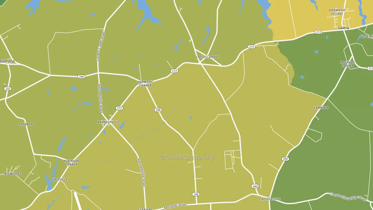 Kennedyville, MD Map of Vehicle Theft Rates