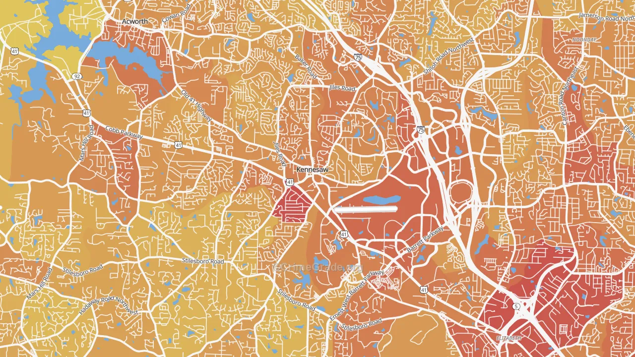 Kennesaw, GA Map of Vehicle Theft Rates