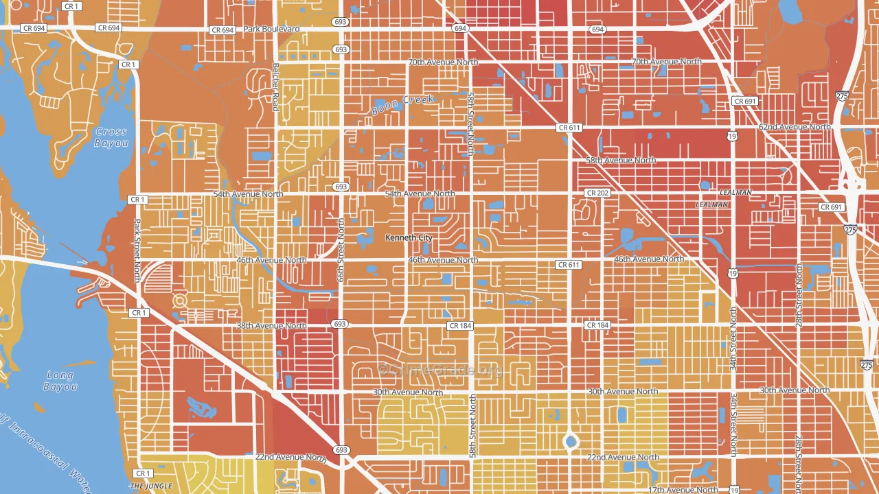 Kenneth City, FL Map of Vehicle Theft Rates