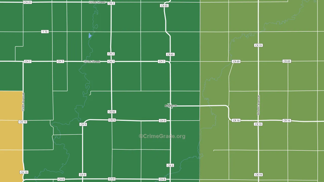 Kenneth, MN Map of Vehicle Theft Rates