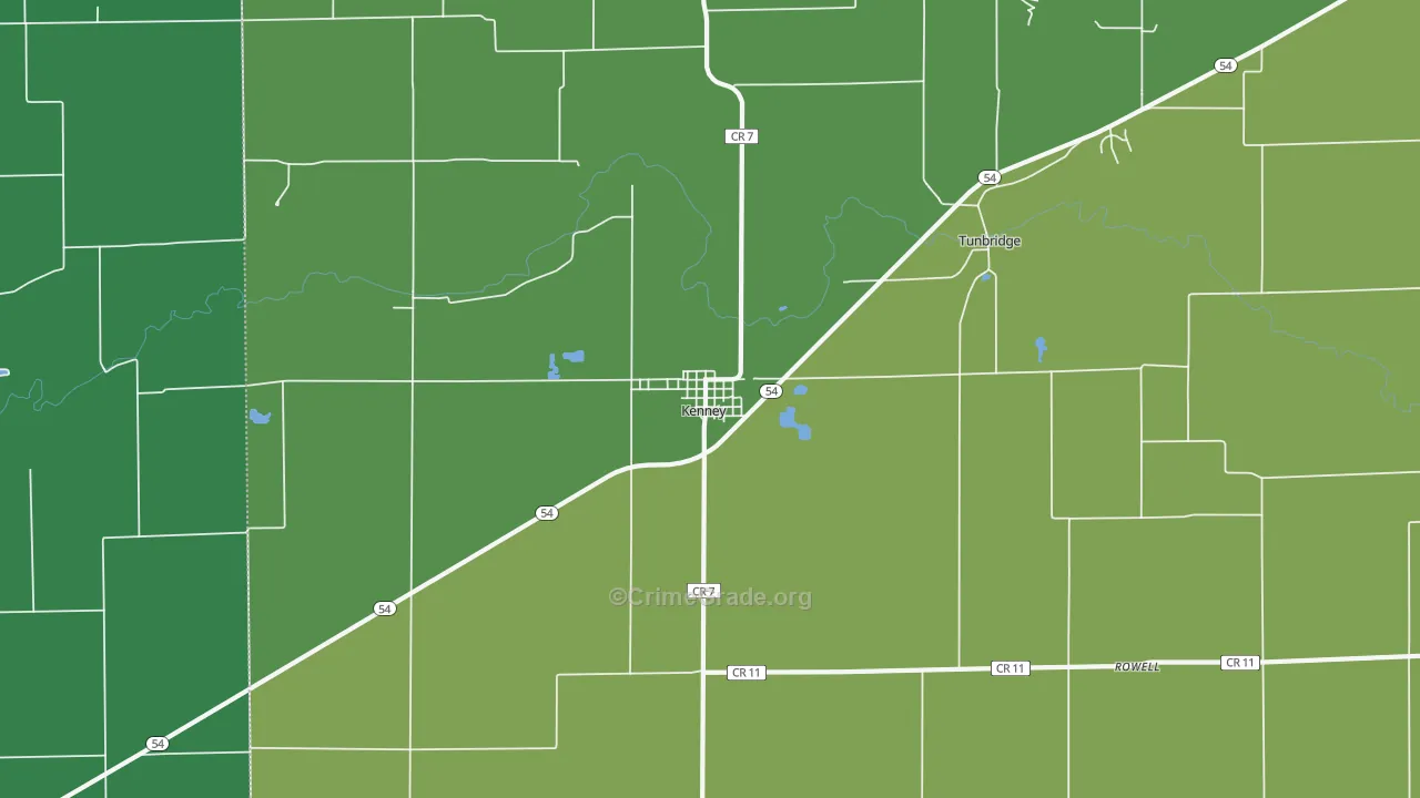 Kenney, IL Map of Vehicle Theft Rates