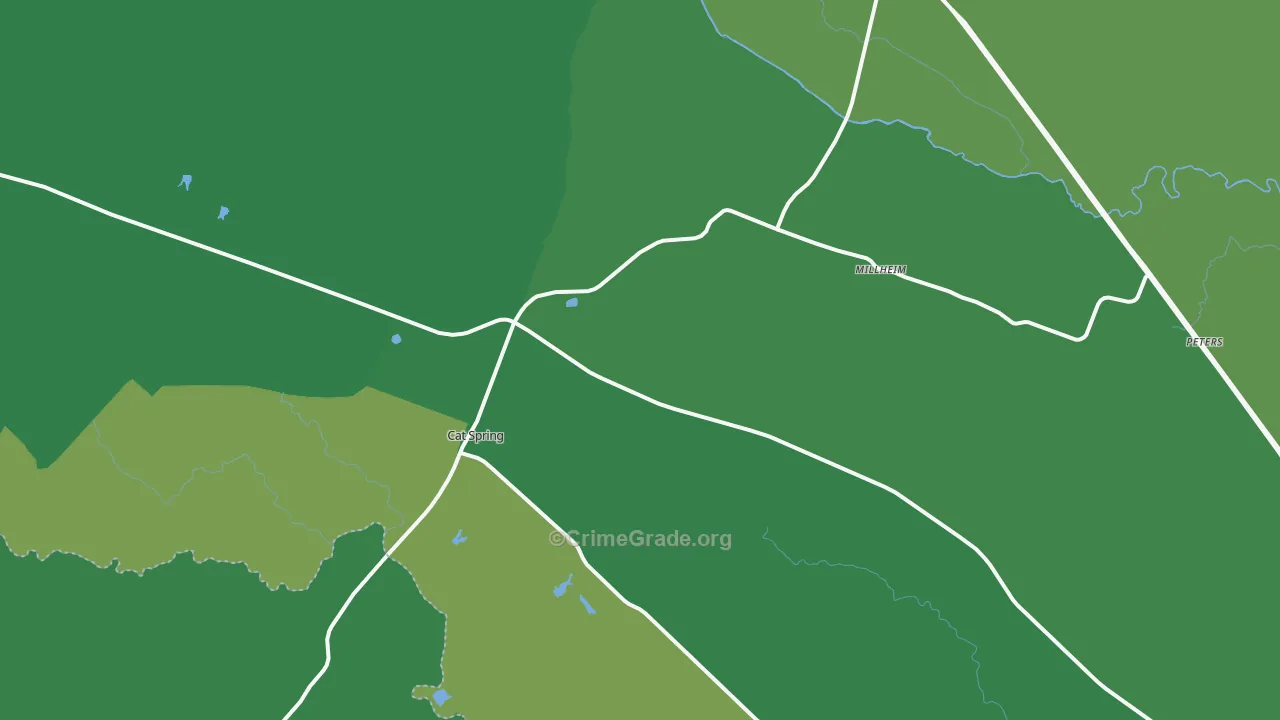 Kenney, TX Map of Vehicle Theft Rates