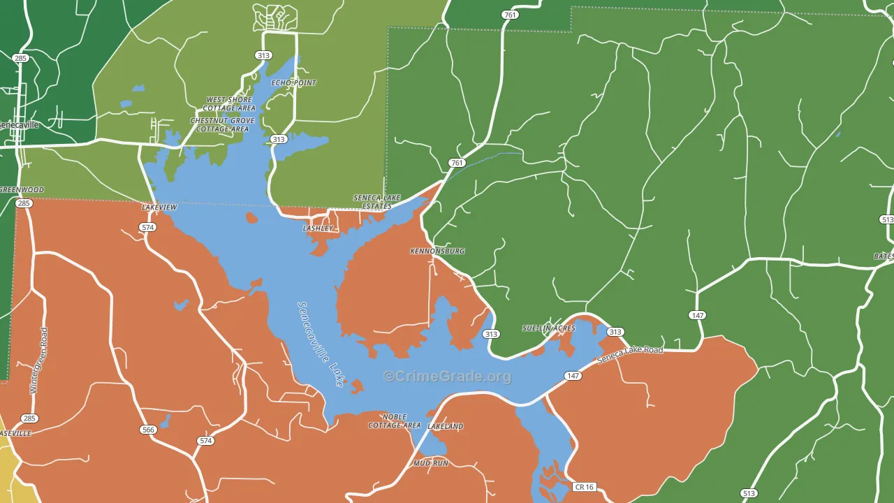 Kennonsburg, OH Map of Vehicle Theft Rates