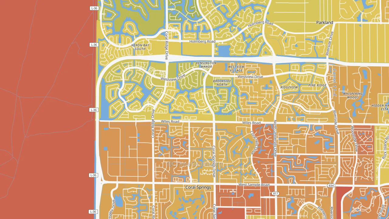 Kensington, Coral Springs, FL Map of Vehicle Theft Rates