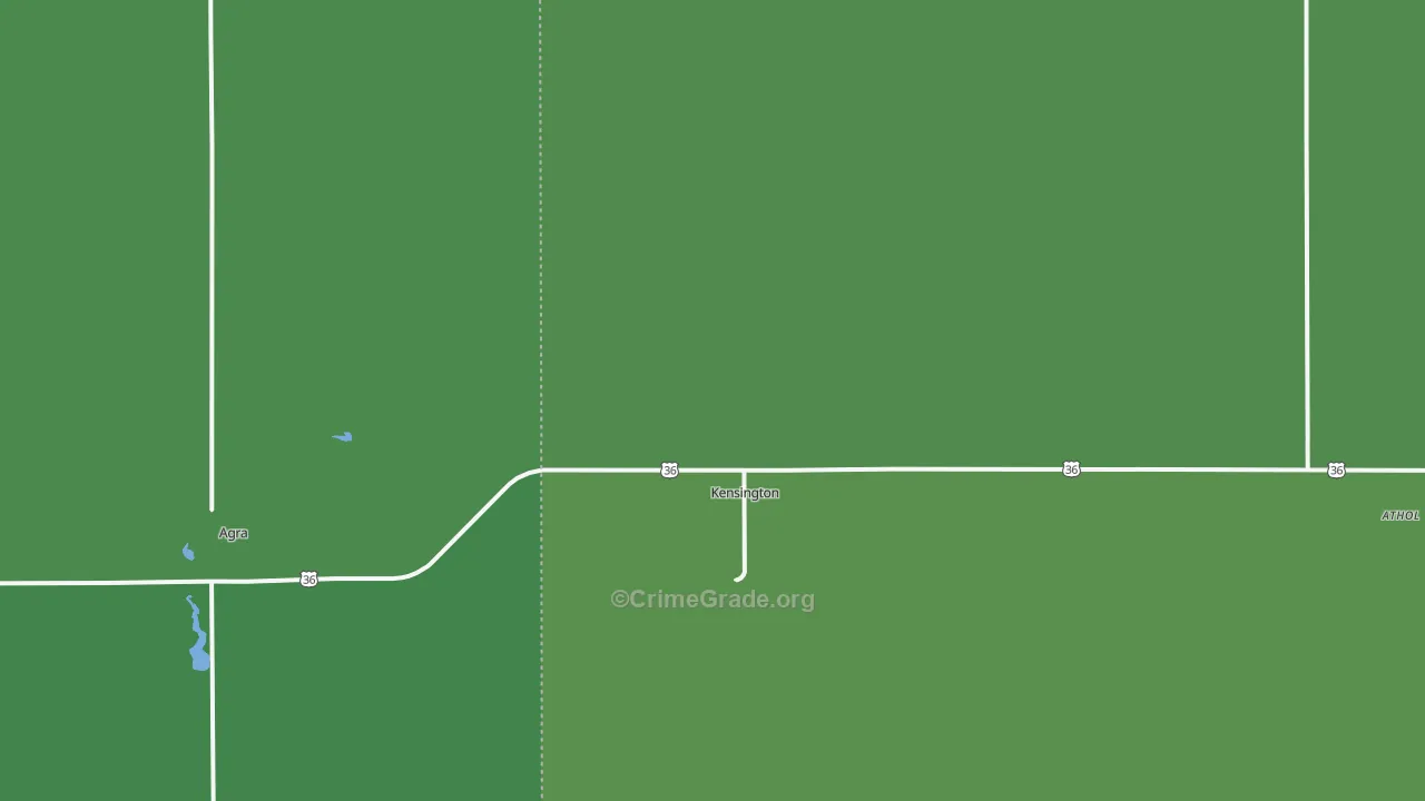 Kensington, KS Map of Vehicle Theft Rates