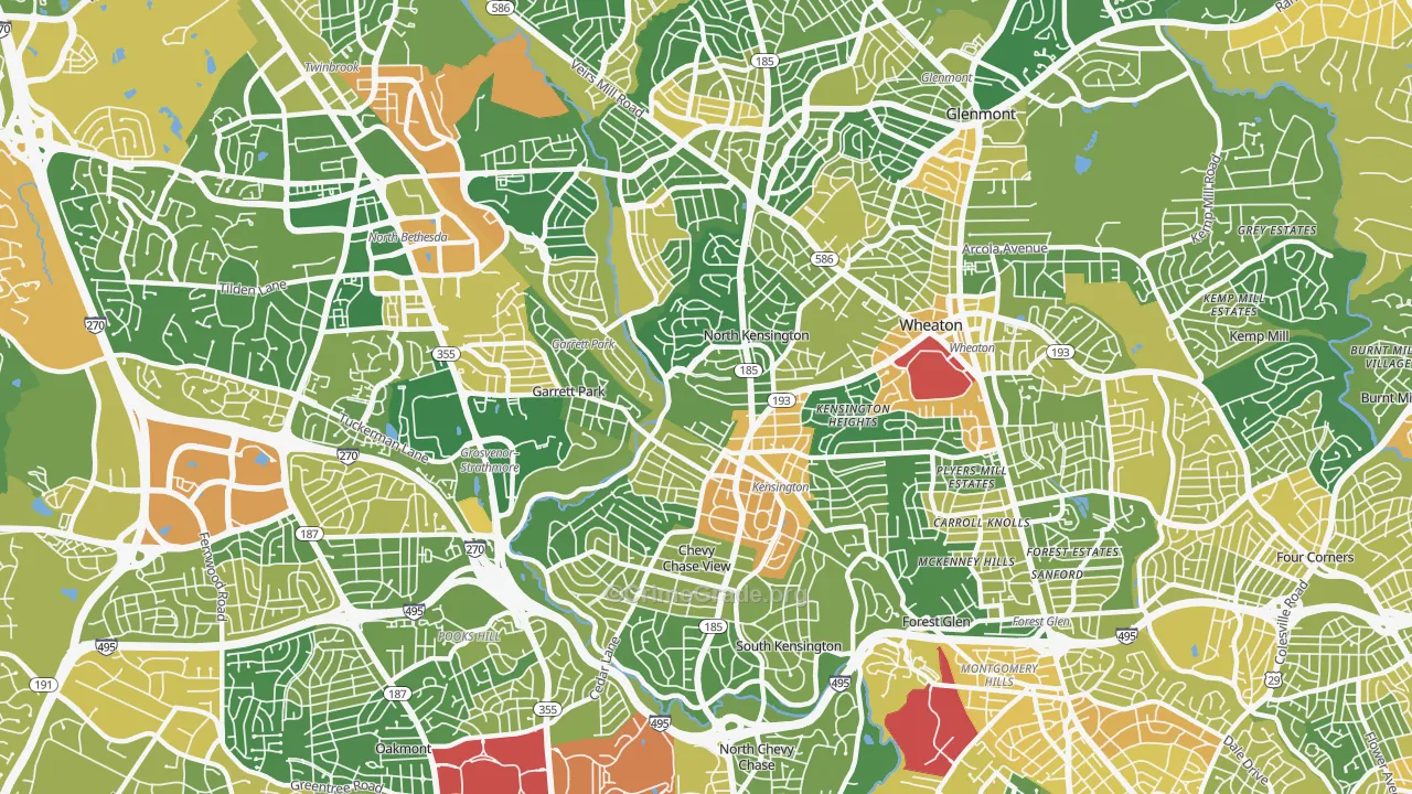 Kensington, MD Map of Vehicle Theft Rates