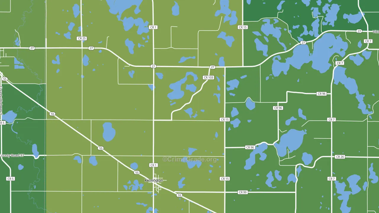 Kensington, MN Map of Vehicle Theft Rates
