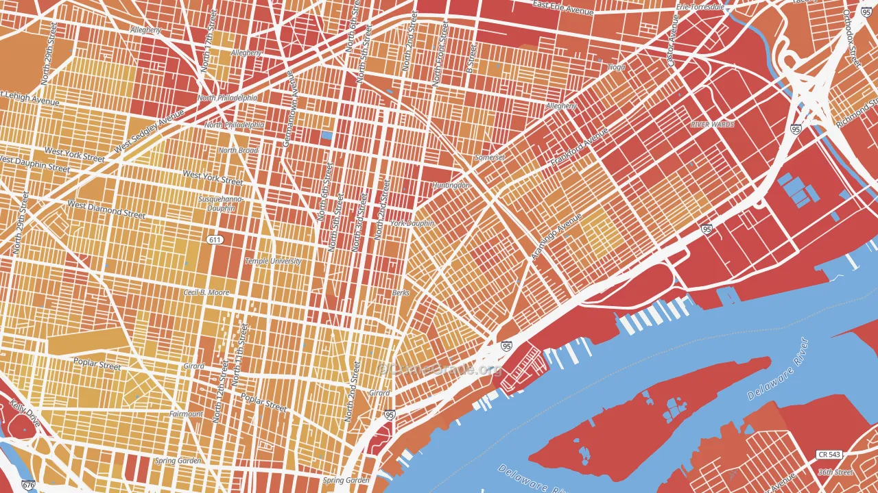 Kensington, Philadelphia, PA Map of Vehicle Theft Rates