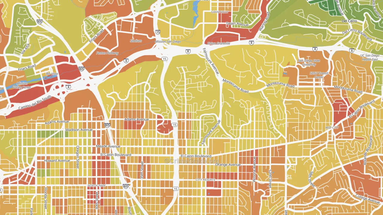 Kensington, San Diego, CA Map of Vehicle Theft Rates