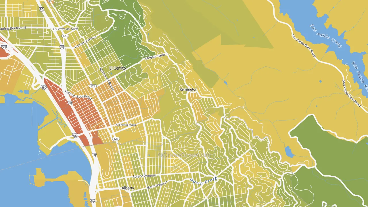 Kensington-San Francisco, Berkeley, CA Map of Vehicle Theft Rates