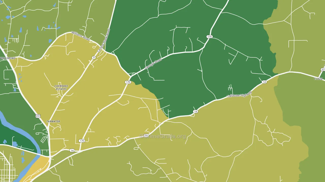 Kent, AL Map of Vehicle Theft Rates