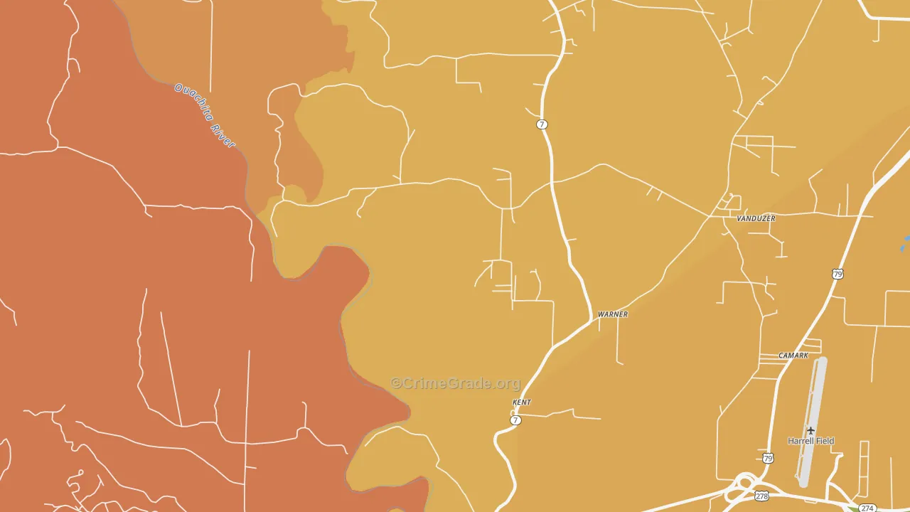 Kent, AR Map of Vehicle Theft Rates