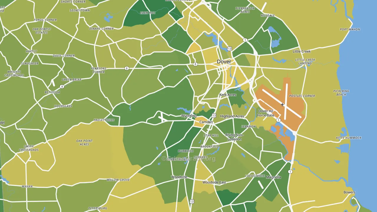 Kent County, DE Map of Vehicle Theft Rates