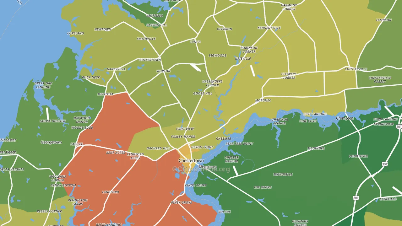 Kent County, MD Map of Vehicle Theft Rates