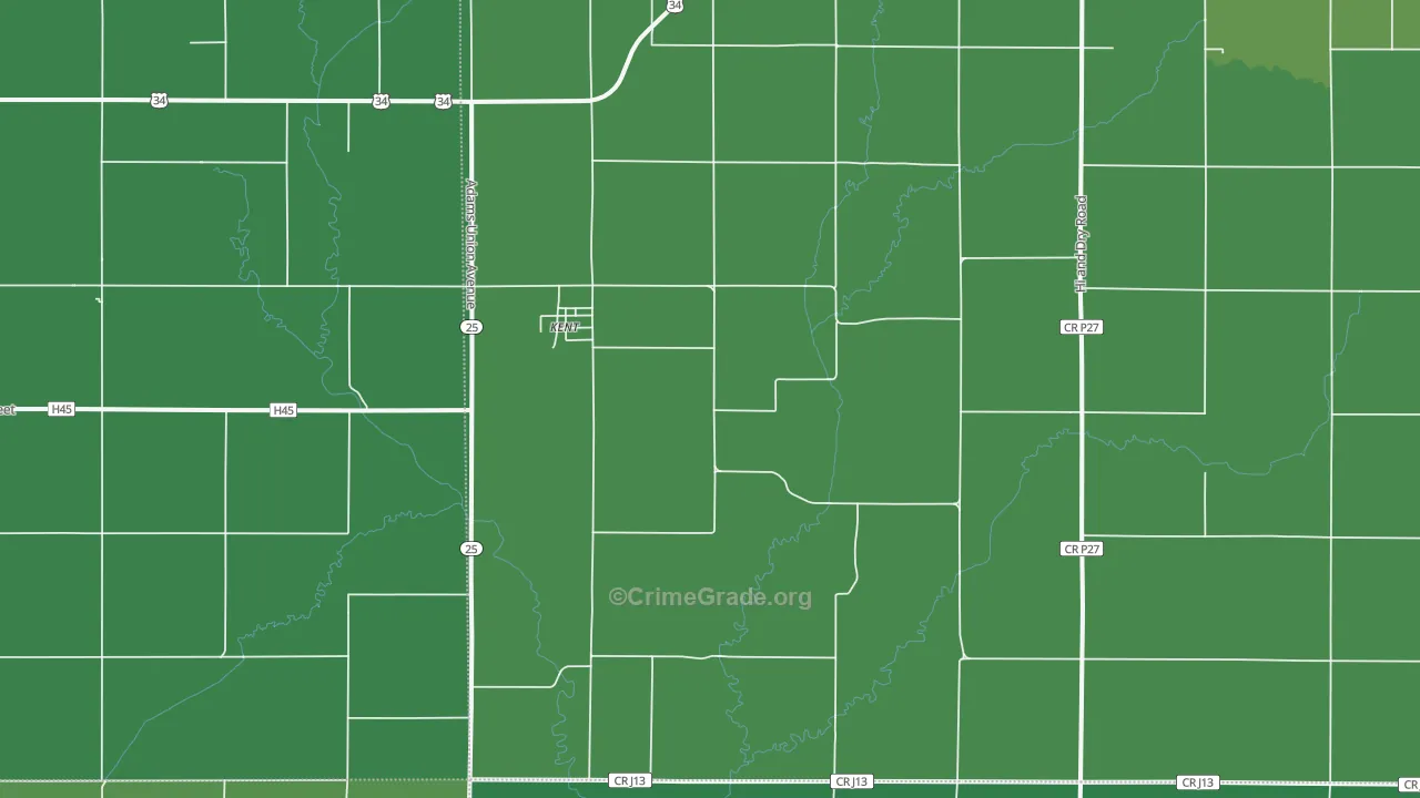 Kent, IA Map of Vehicle Theft Rates