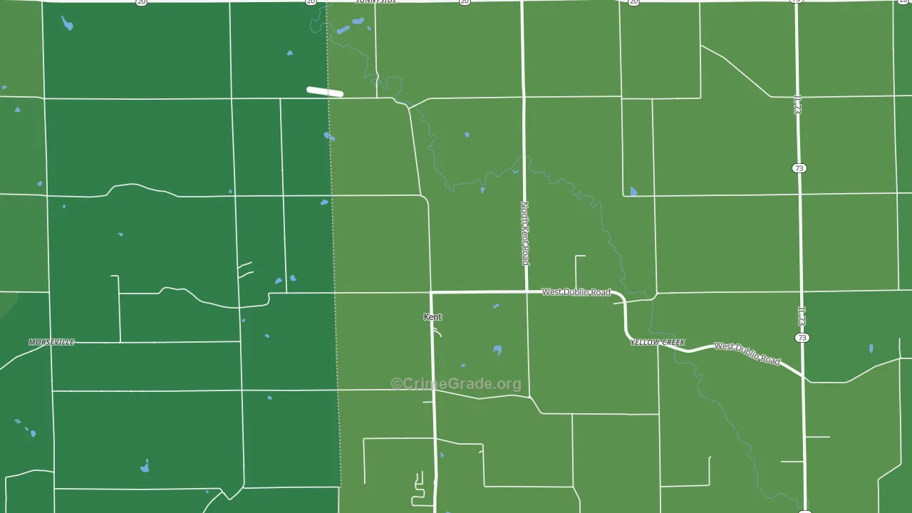 Kent, IL Map of Vehicle Theft Rates