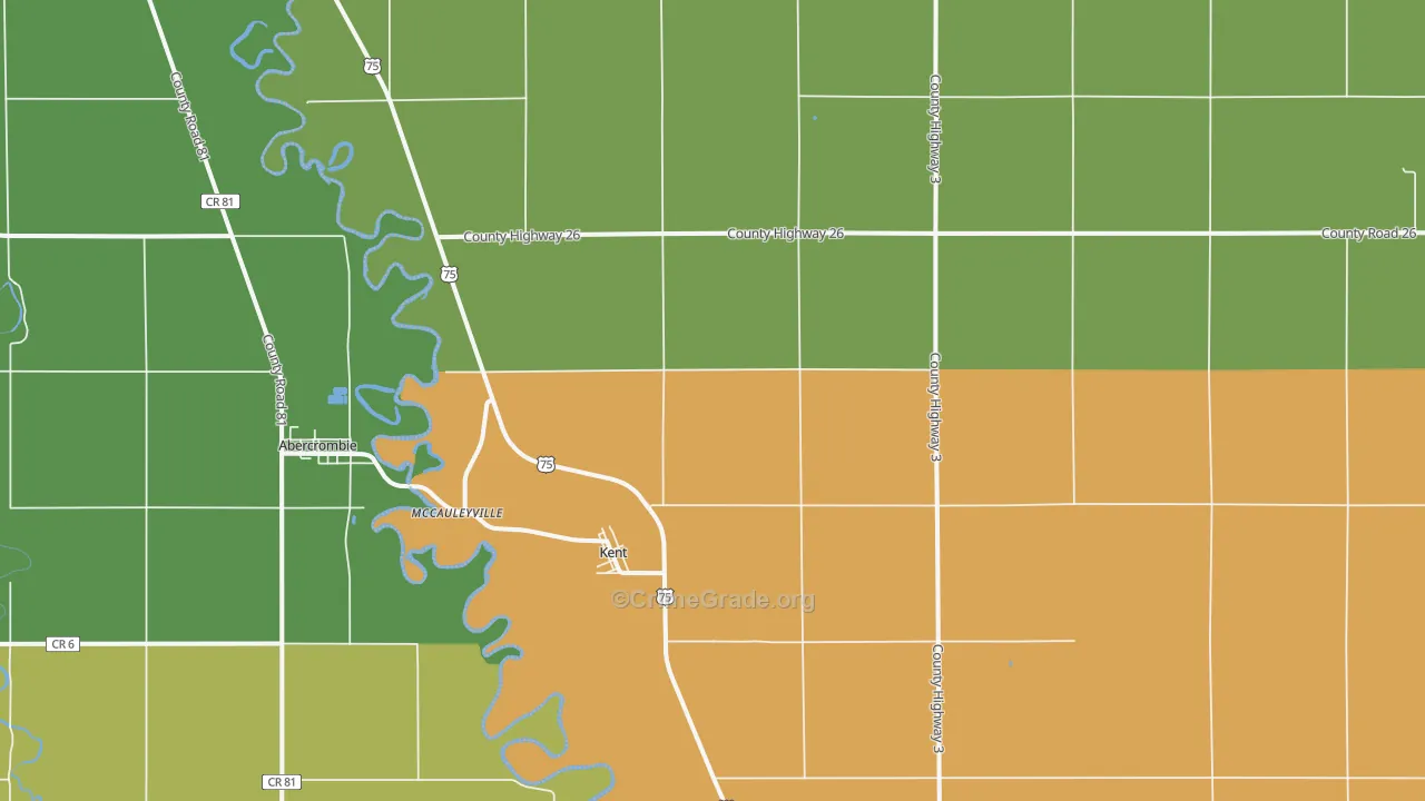 Kent, MN Map of Vehicle Theft Rates