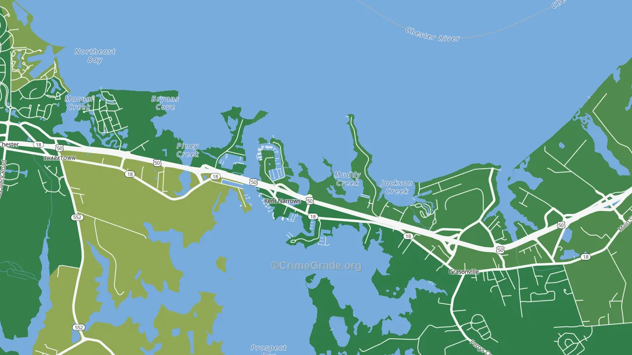 Kent Narrows, MD Map of Vehicle Theft Rates