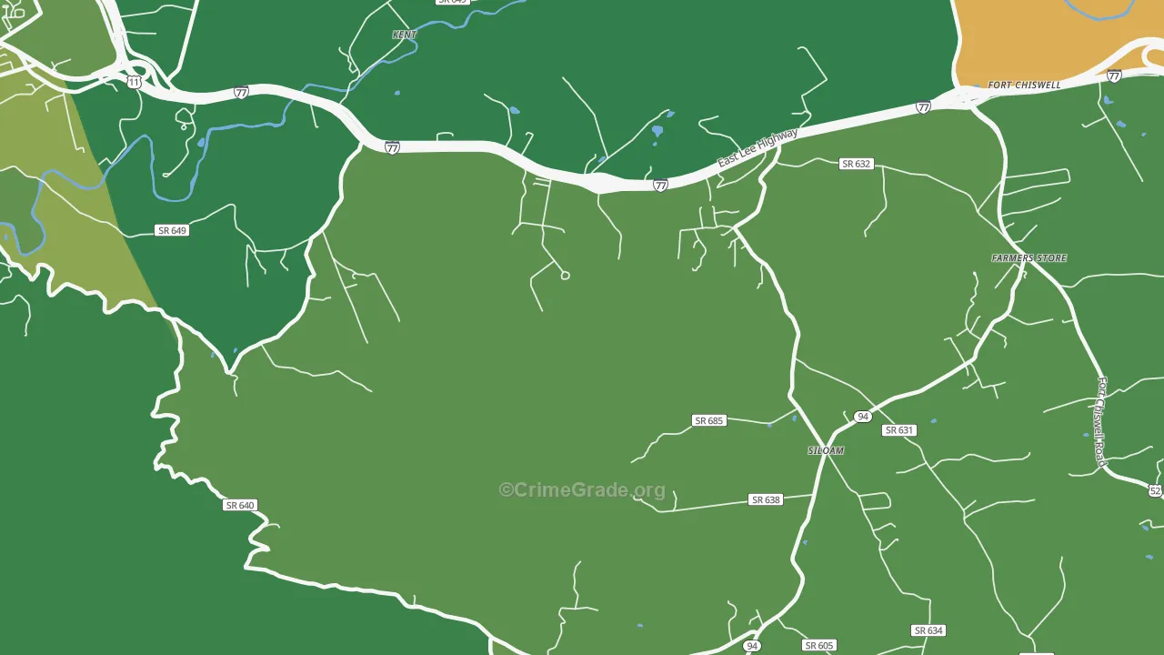 Kent, VA Map of Vehicle Theft Rates
