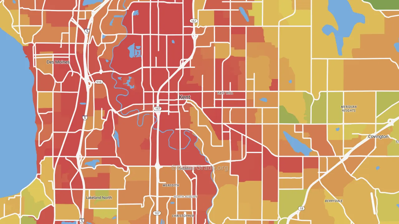 Kent, WA Map of Vehicle Theft Rates