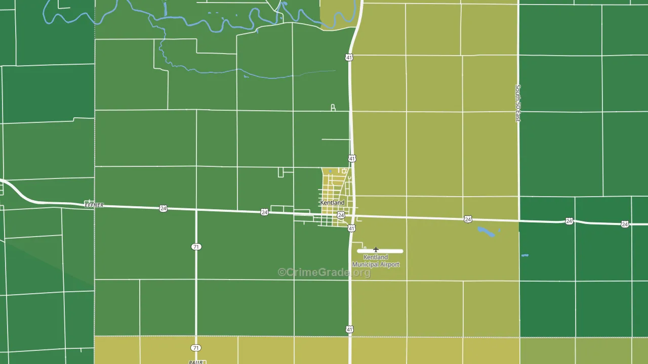 Kentland, IN Map of Vehicle Theft Rates
