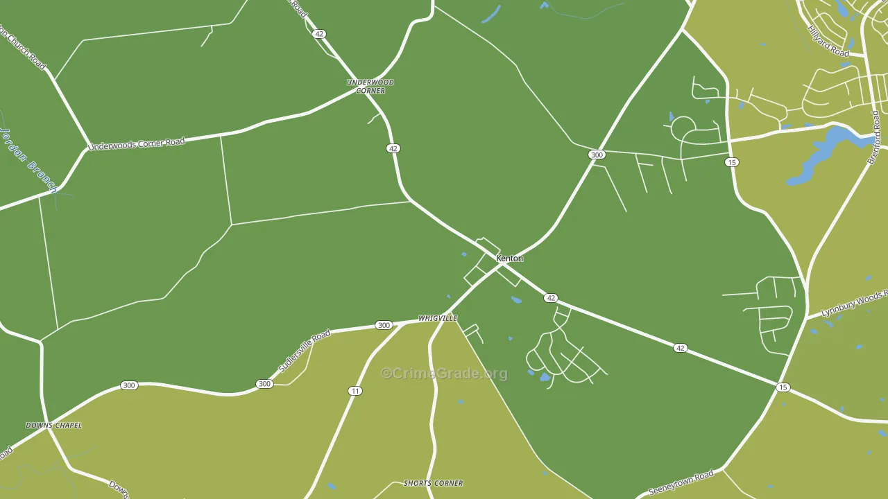 Kenton, DE Map of Vehicle Theft Rates