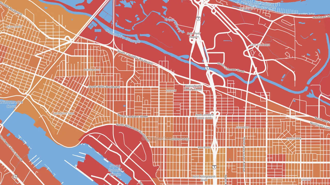 Kenton, Portland, OR Map of Vehicle Theft Rates