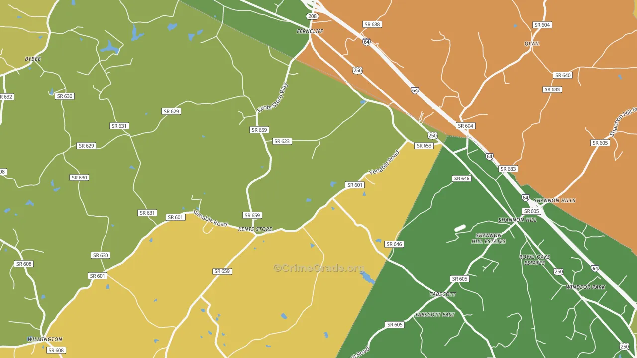 Kents Store, VA Map of Vehicle Theft Rates