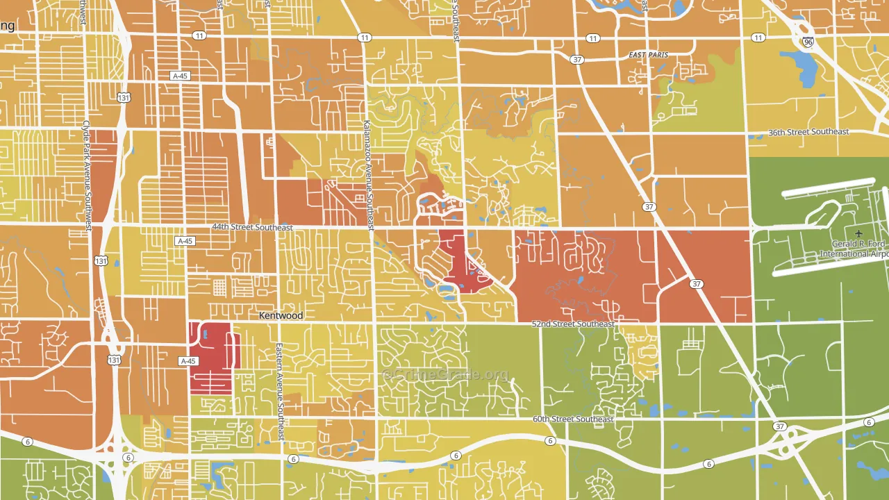 Kentwood, MI Map of Vehicle Theft Rates