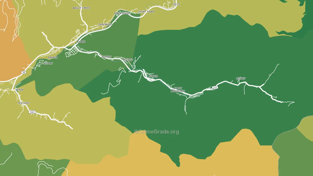 Kenvir, KY Map of Vehicle Theft Rates