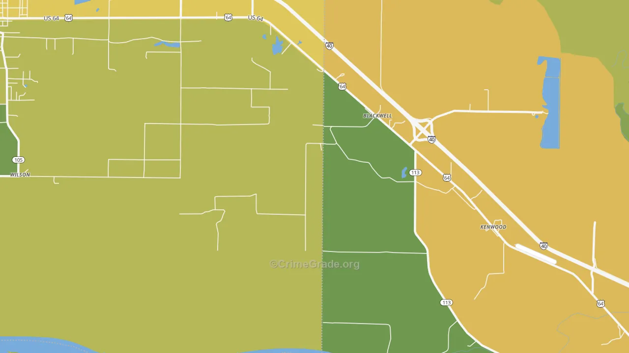 Kenwood, AR Map of Vehicle Theft Rates