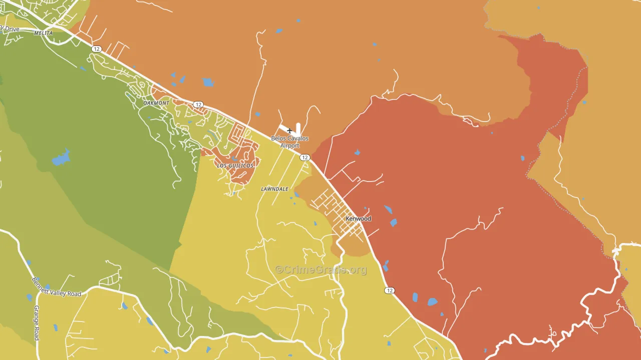 Kenwood, CA Map of Vehicle Theft Rates