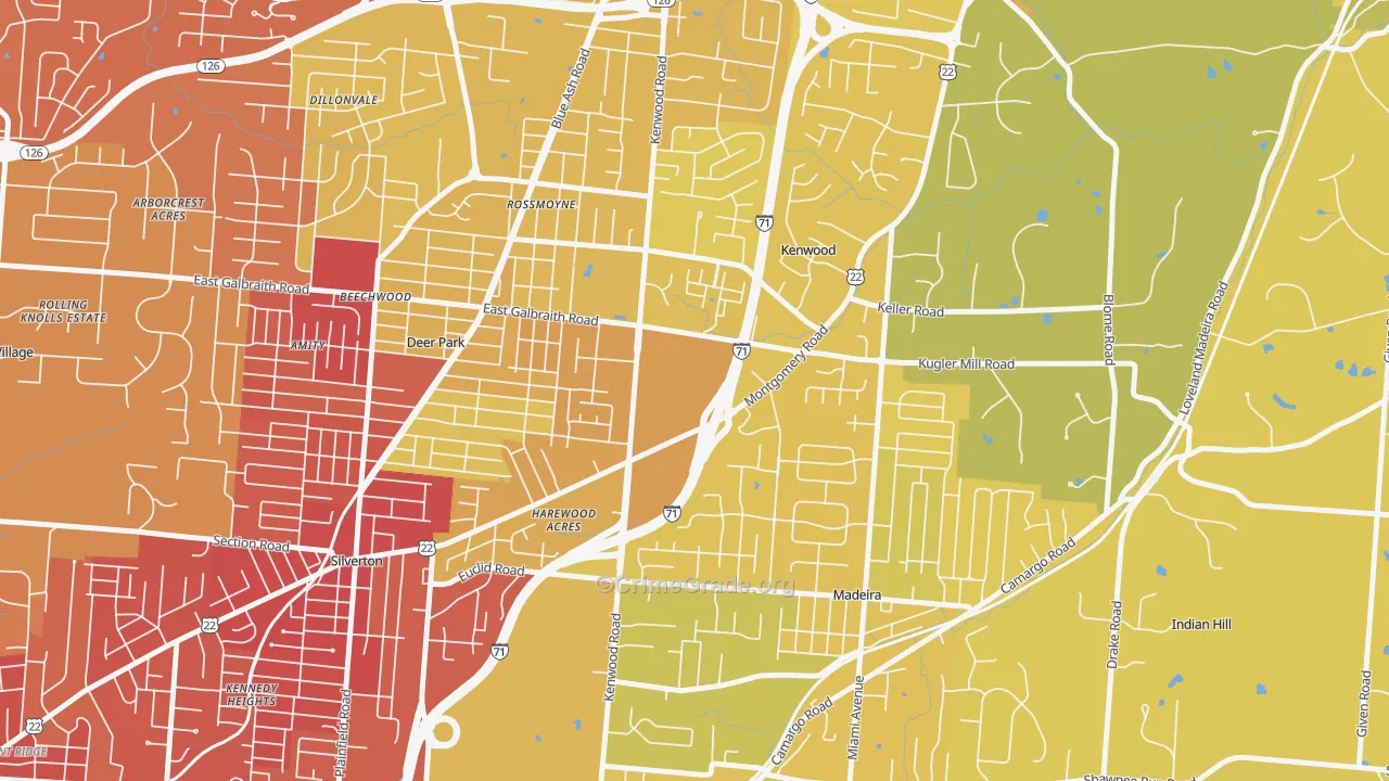 Kenwood, Cincinnati, OH Map of Vehicle Theft Rates