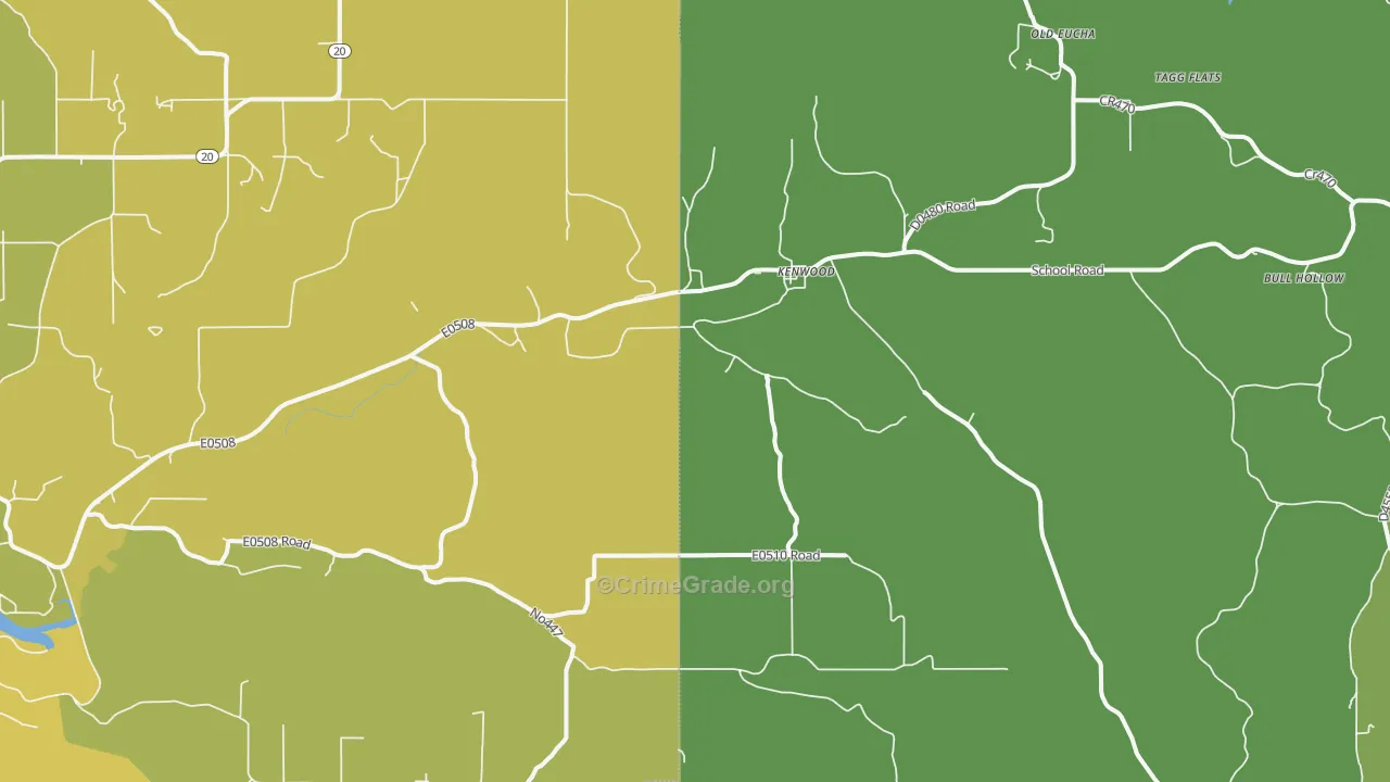 Kenwood, OK Map of Vehicle Theft Rates